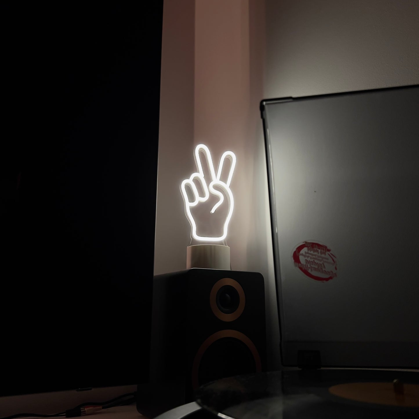 "Peace" LED neon sign with table stand