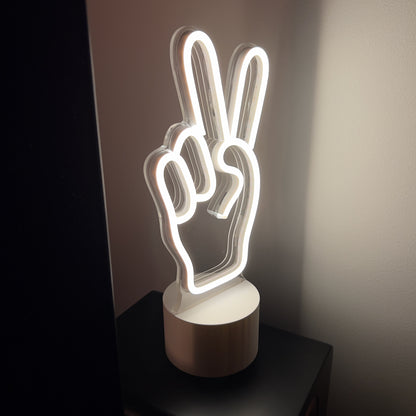 "Peace" LED neon sign with table stand