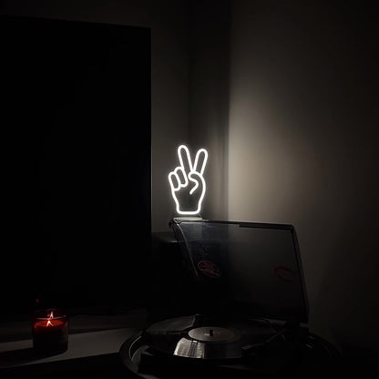 "Peace" LED neon sign with table stand